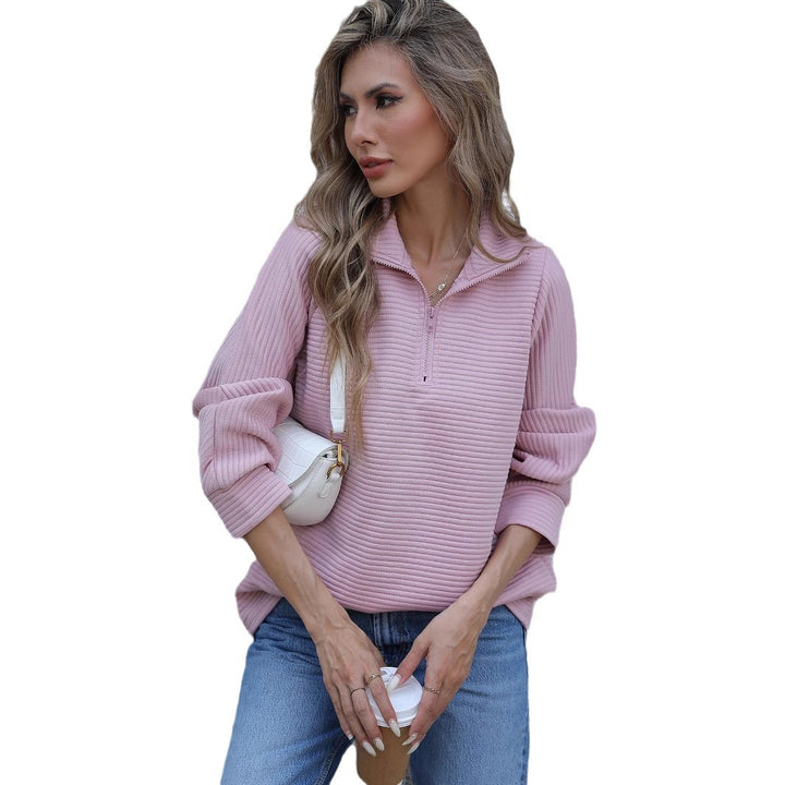 Women’s sweater with high collar and textured ribbed design Lune London
