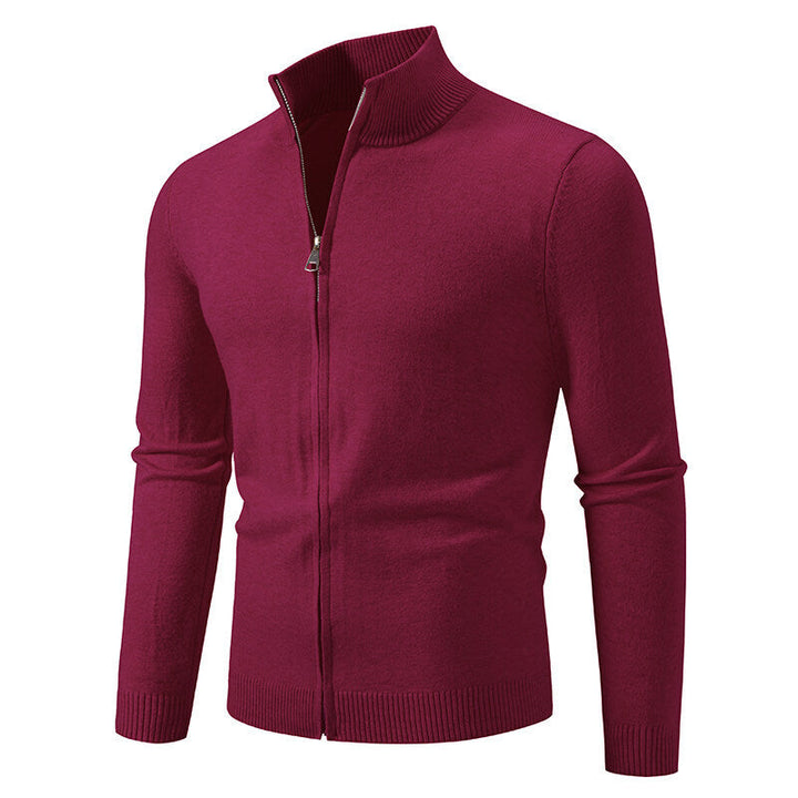 Men's Cardigan with Modern Stand-Up Collar and Functional Zipper Lune London