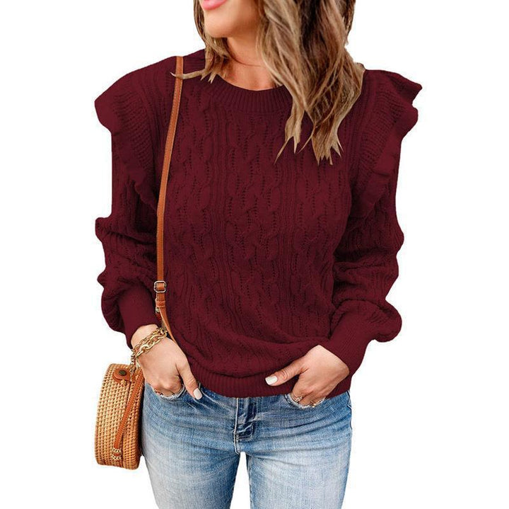Oversized knitted sweater for ladies with frills Lune London