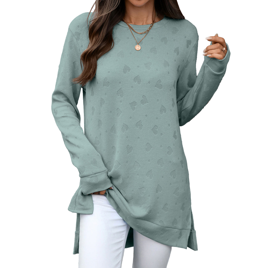 Ladies casual long sleeve tunic with woven pattern Lune London