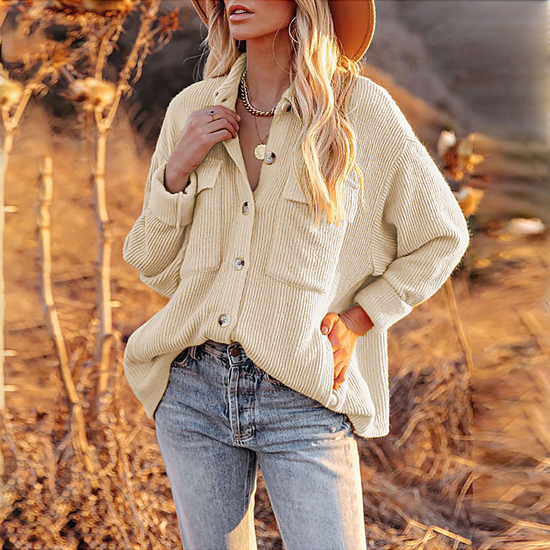 Women Oversized Shirt with textured design and button details Amarae