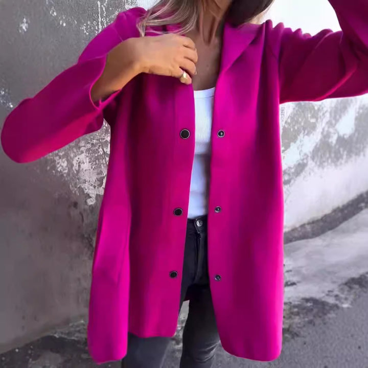 Women's Hoodie Coat with Snap Buttons and Oversized Silhouette Amarae