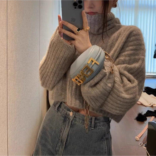 Pull femme en tricot texturé avec col roulé Chic & Stil