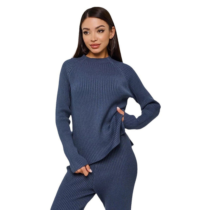 Women's ribbed knit pullover with a relaxed fit and a wide collar Lune London