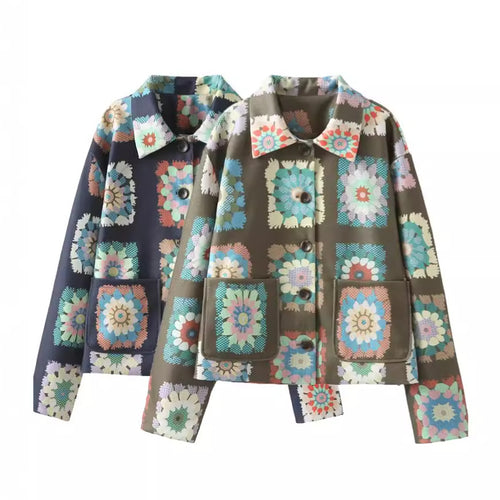 Fashionable women's jacket with floral pattern and practical pockets Amarae
