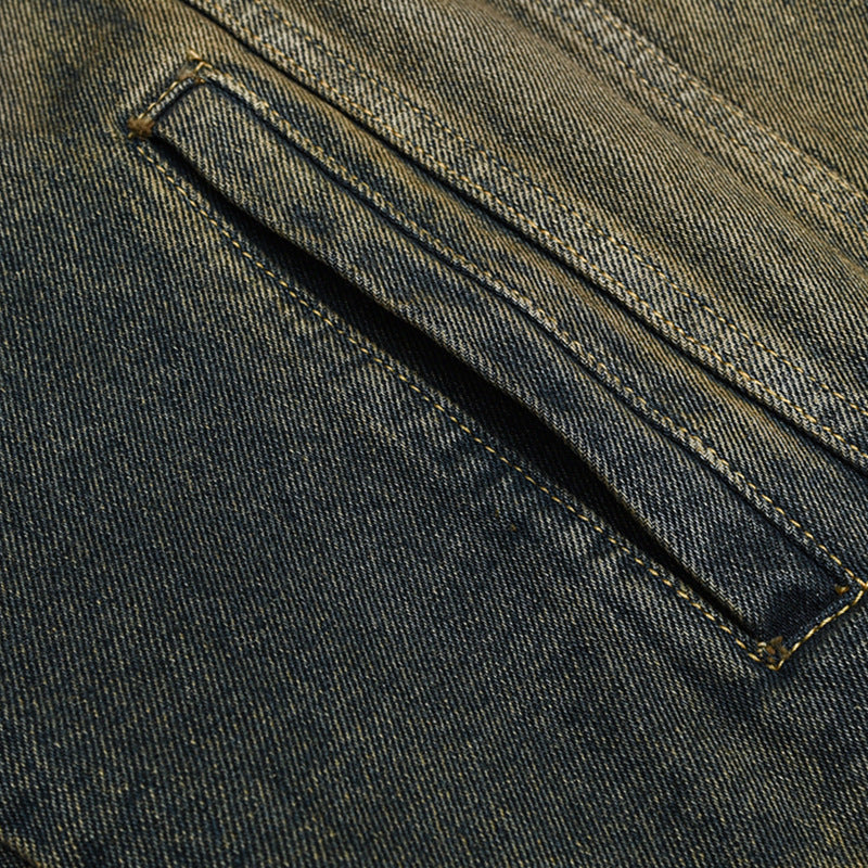 Unisex Oversized Jeans Jacket with Vintage-Washed Effect and Chest Pockets Amarae
