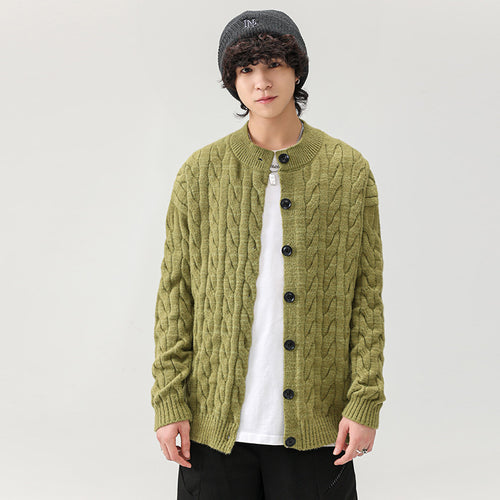 Chunky knit cardigan for men with practical buttons Amarae