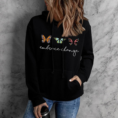 Sweat à capuche pour femmes avec motif de papillon inspirant et message motivant Chic & Stil