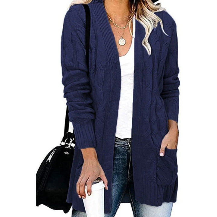 Cardigan femme en élégant motif en cable avec poches ouvertes Chic & Stil