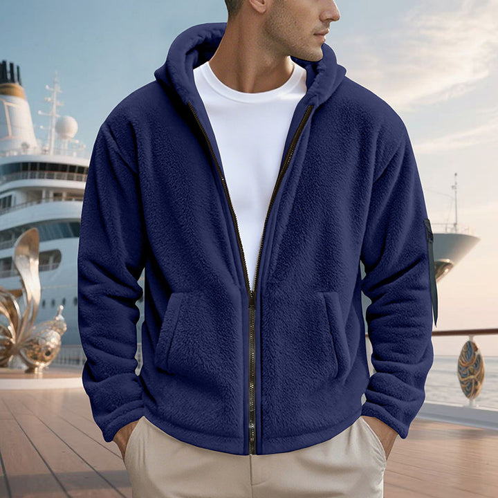 Men's fleece sweatshirt with shiny zipper and practical pockets Lune London