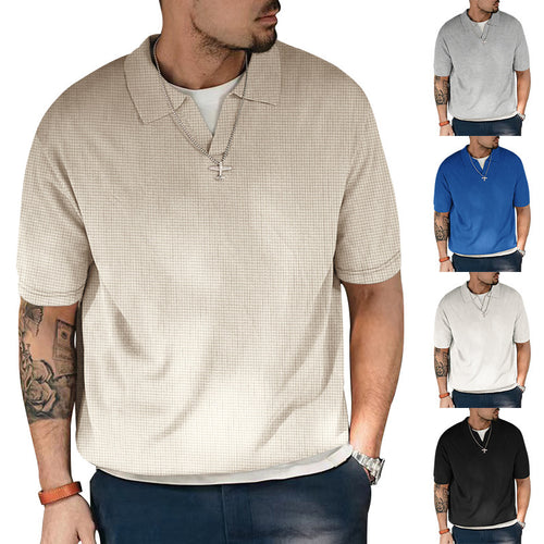 Men's short sleeve polo shirt with structured and modern design V neck Amarae