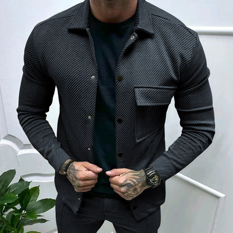Men's elegant casual top with textured design and practical chest pocket Amarae