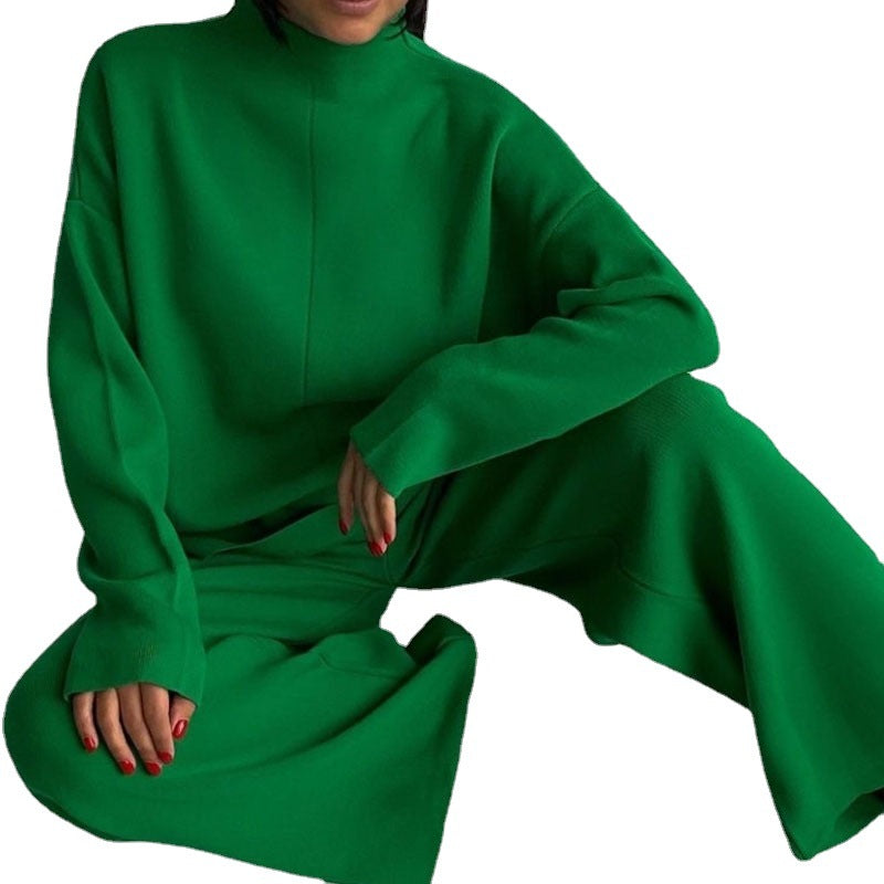 Women relaxed fit knitted jumpsuit with high collar Lune London