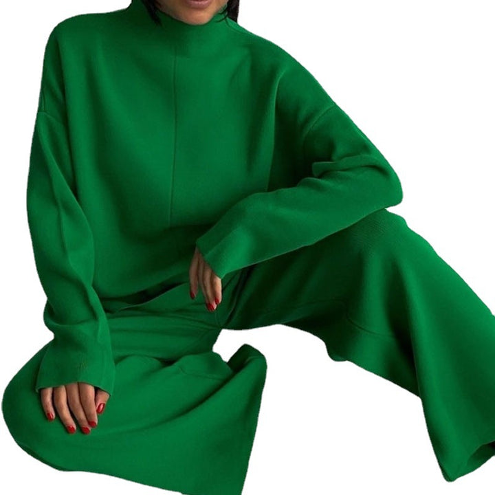 Women relaxed fit knitted jumpsuit with high collar Lune London