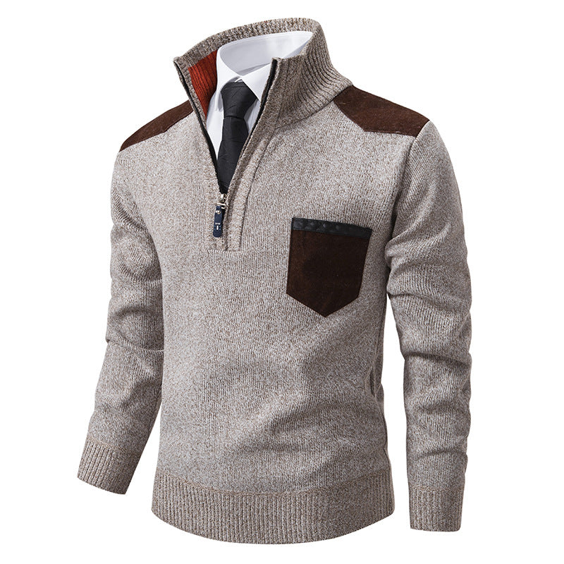 Elegant knitted sweater for men with collar and pockets Lune London