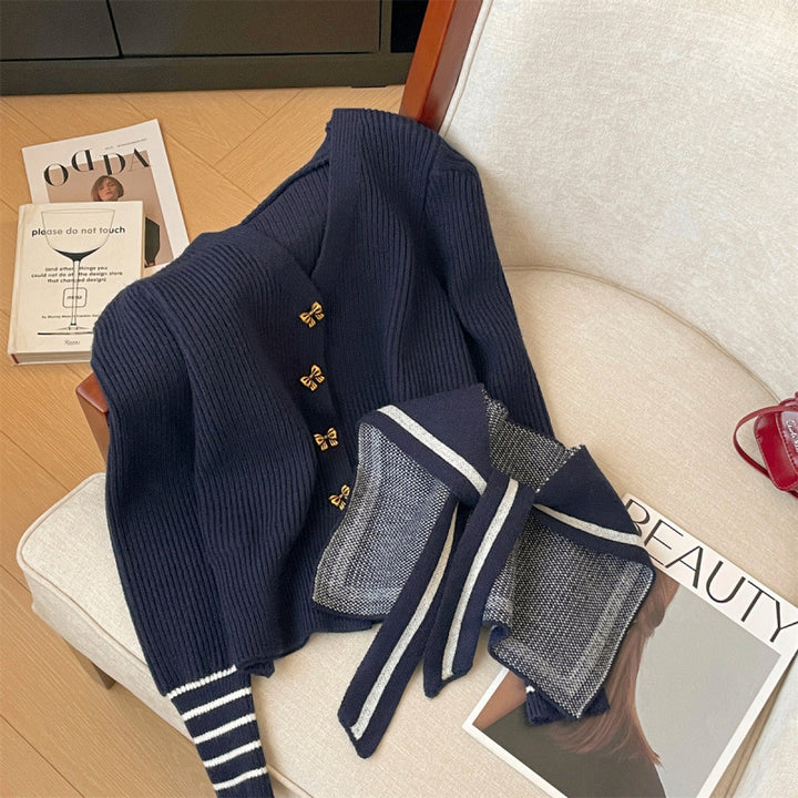 Cardigan pour femmes avec col maritime et détails de boutons Chic & Stil