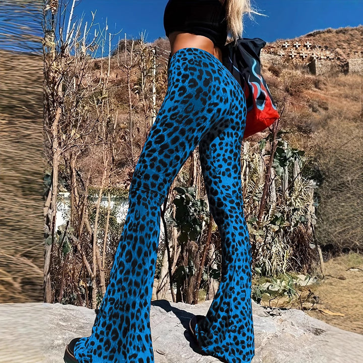 Flared pants for women with animal print Lune London