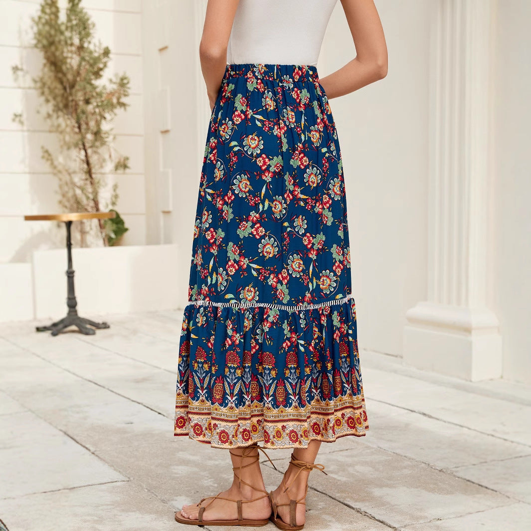 Women Bohemian Chic Floral Maxi Skirt and Style
