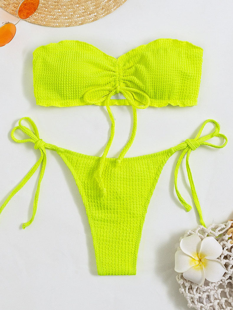 Lune London Textured Strapless Bikini Set