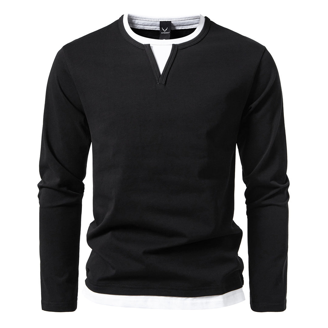 Men's long sleeve T-shirt with modern V-neckline and striking accents Lune London