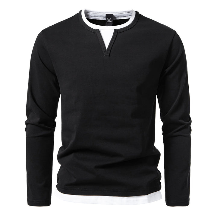 Men's long sleeve T-shirt with modern V-neckline and striking accents Lune London