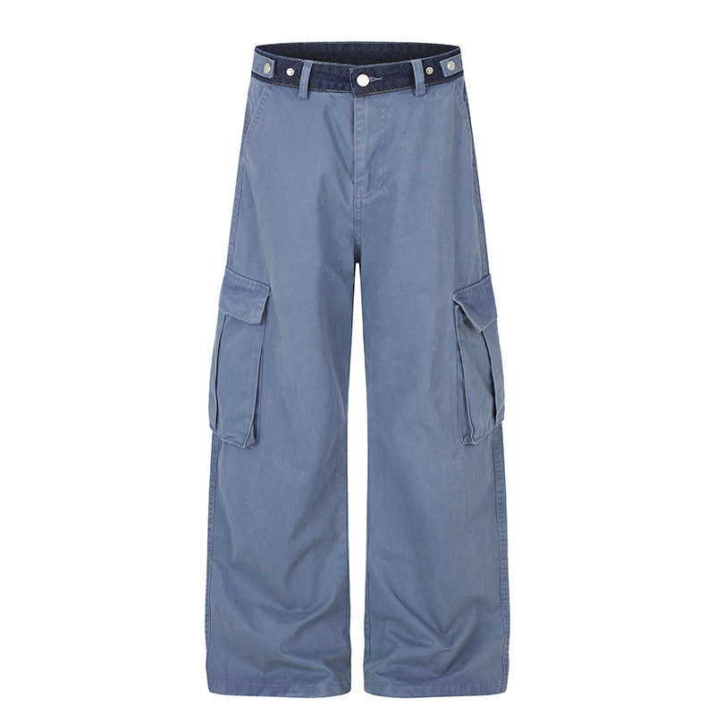 Women's Wide Cargo Palazzo Pants with Large Flap Pockets and High Waist Amarae
