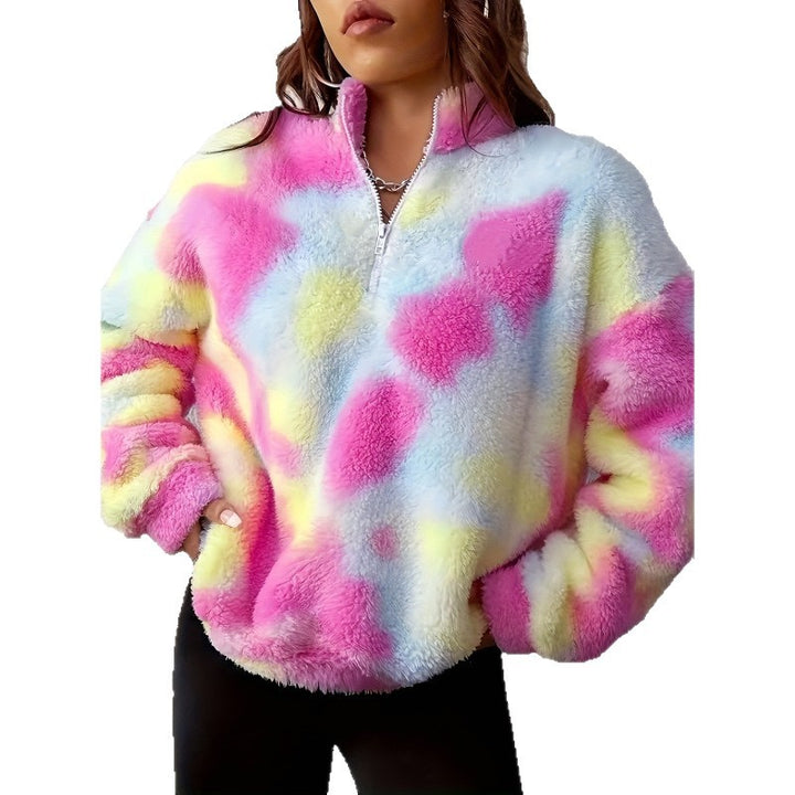 Soft fleece pullover for women with half zipper Lune London