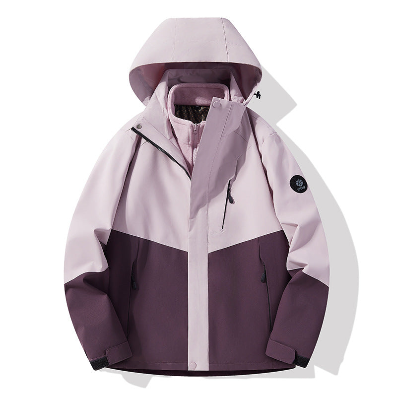 Men's three-layer breathable softshell trekking jacket with integrated fleece collar and adjustable hood Amarae