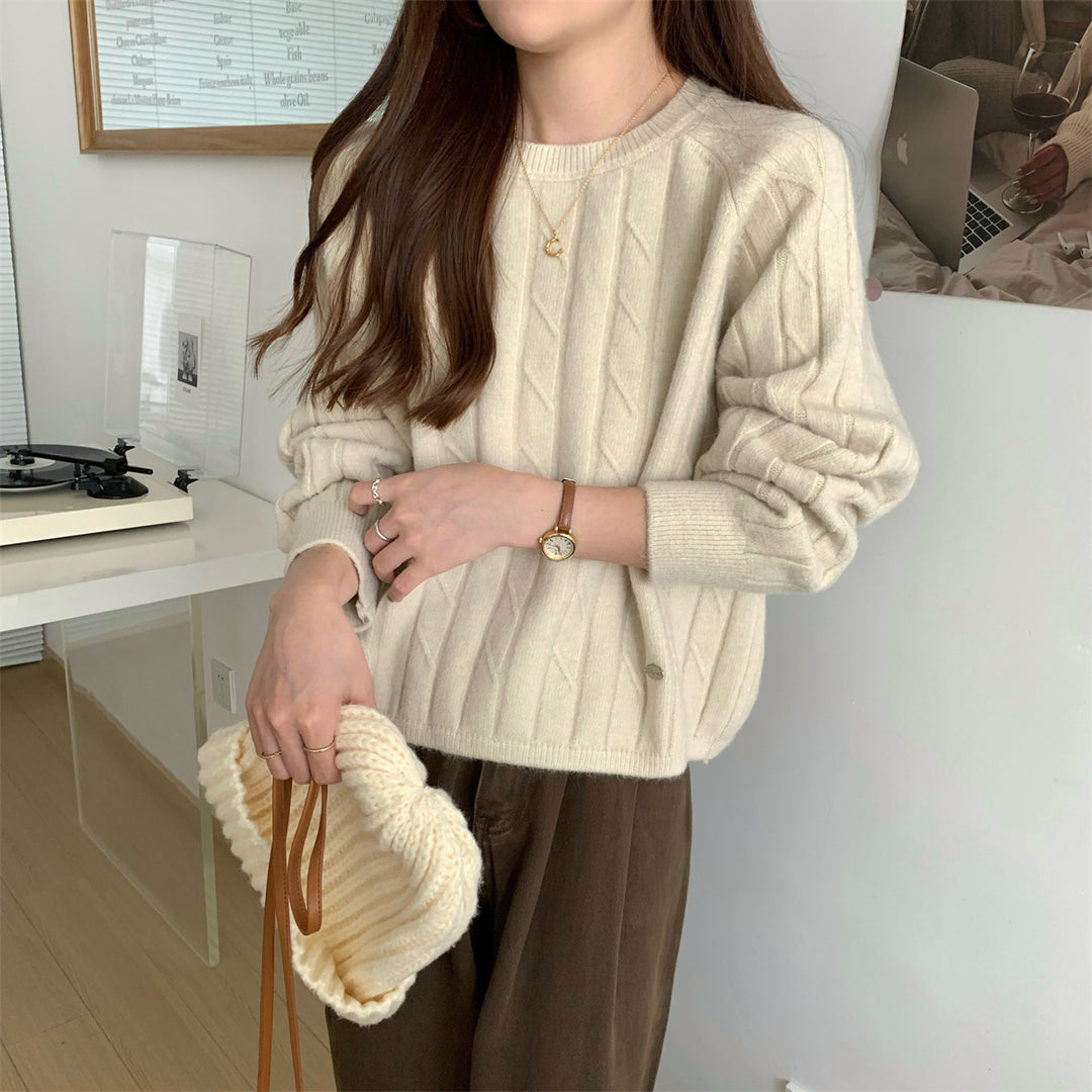 Pull en tricot épais pour femmes avec motif texturé et coupe décontractée Chic & Stil