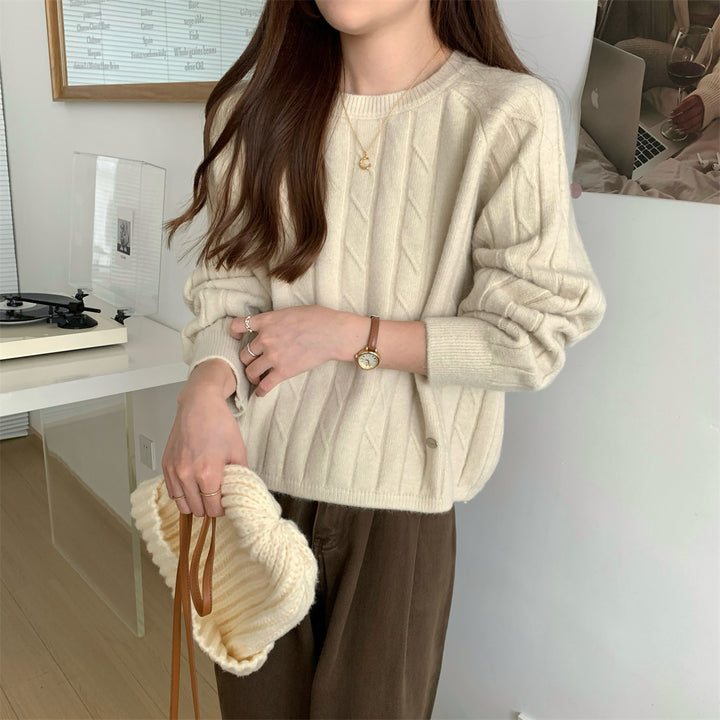 Pull en tricot épais pour femmes avec motif texturé et coupe décontractée Chic & Stil