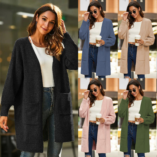 Women Long knitted cardigan with a soft texture and practical pockets Amarae