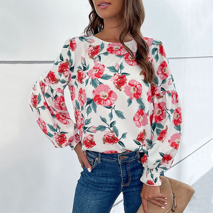 Women's blouse with floral pattern and elegant balloon sleeves Lune London