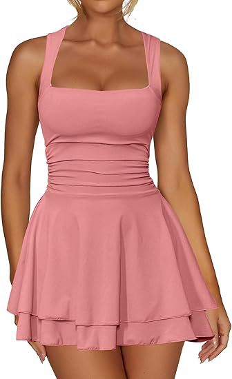 Lune London ladies skater dress with gathers and wide straps