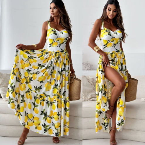 Amarae Floral Print Maxi Split Dress for Women