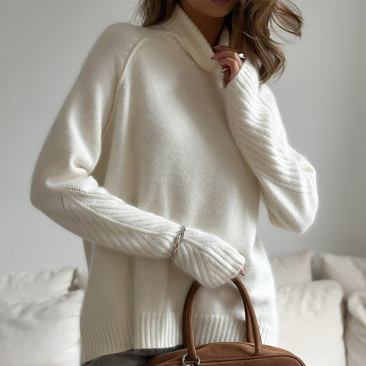 Ladies Comfortable Knit Sweater with Turtleneck Lune London