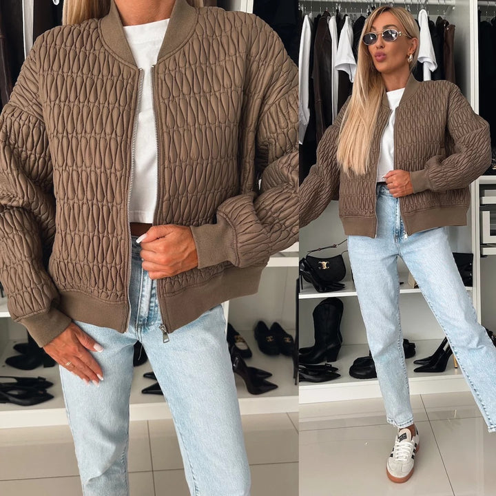 Ladies down jacket with elastic cuffs and full zip Amarae