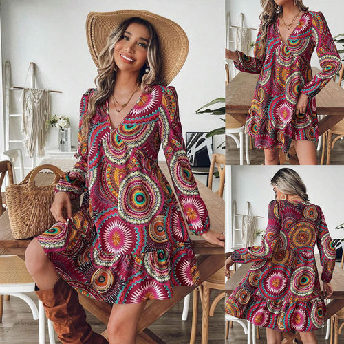 Amarae Bohemian Printed Mini Dress for Women
