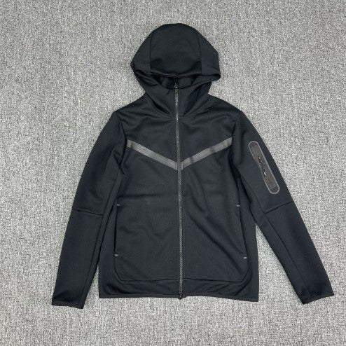 Sporty fleece jacket for men with adjustable hood and functional zip pockets Amarae