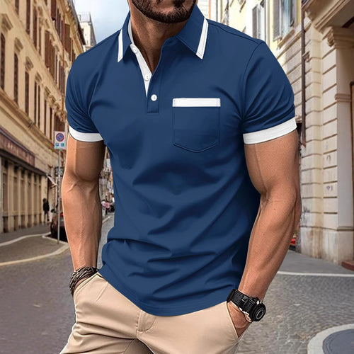 Men's modern polo with contrast collar Amarae
