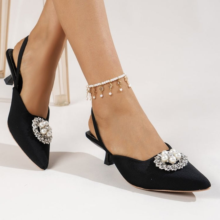 Ladies Slingback Pumps with elegant pearl embellishment and trendy fit Lune London