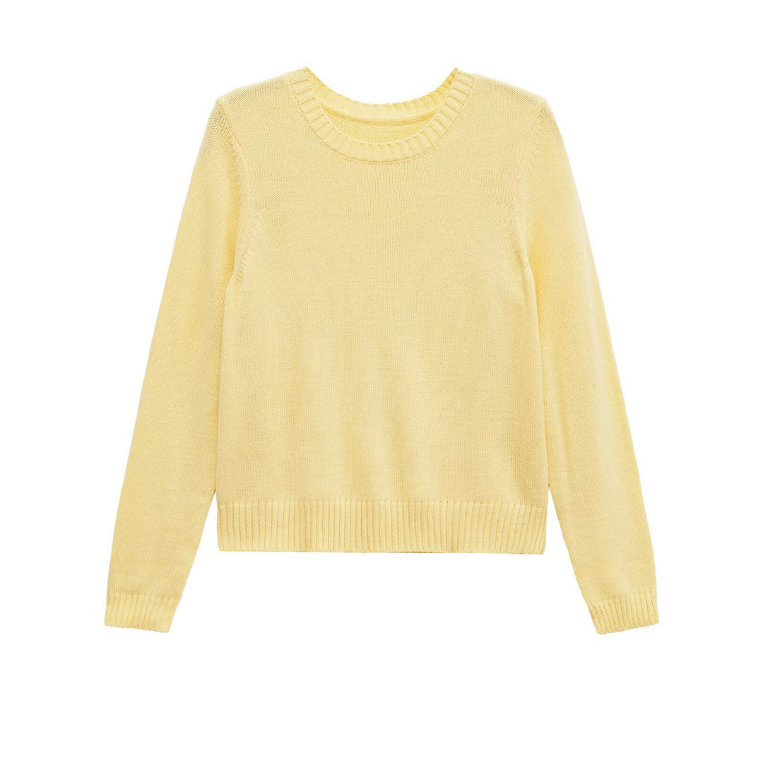 Women's plush wool sweater with round neck and elastic cuffs Lune London
