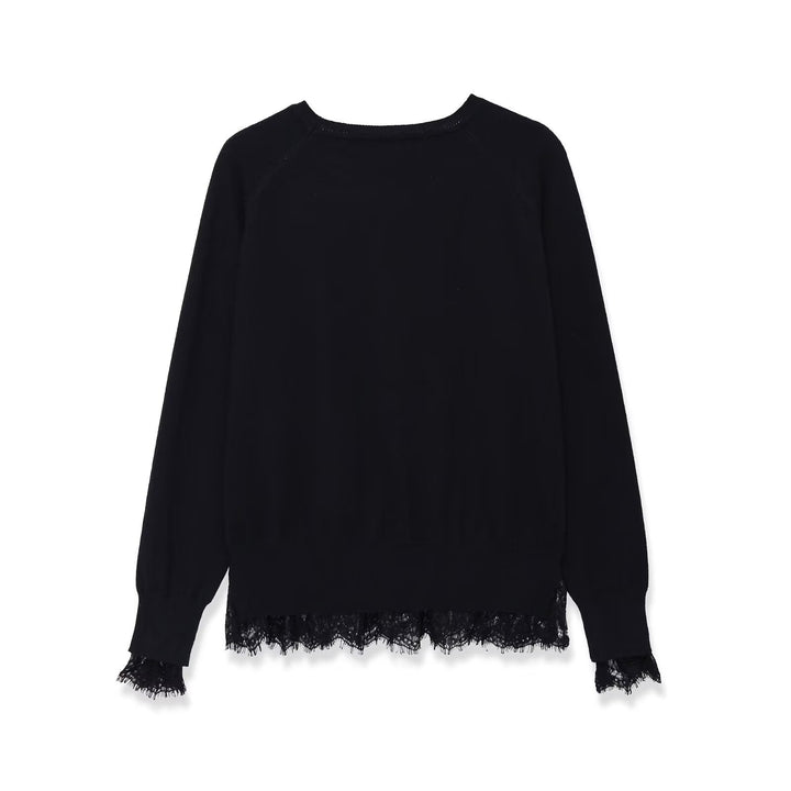 Women's sweatshirt with lace trim and round neck Amarae