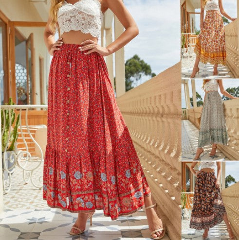 Amarae floral patterned bohemian maxi skirt