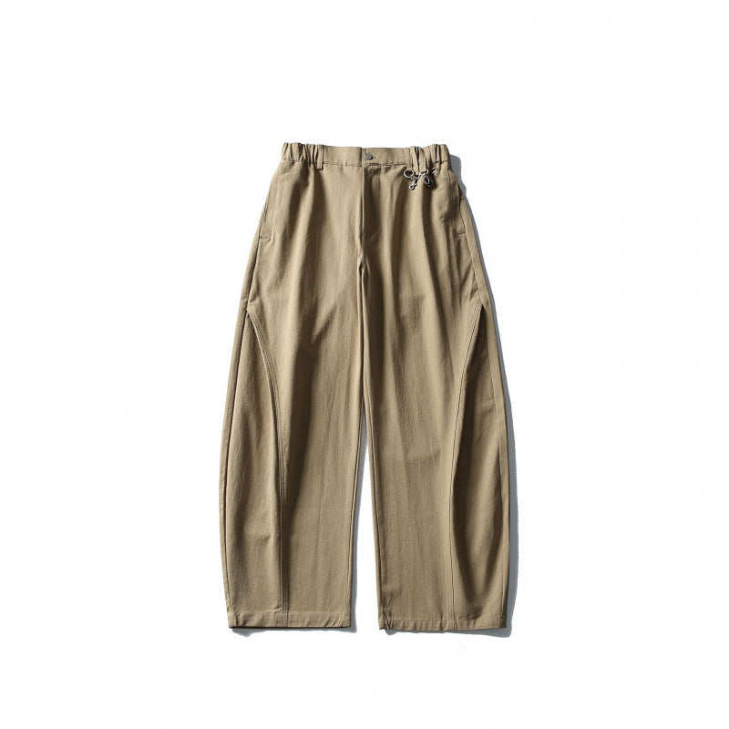 Men's Wide Utility Pants with Elastic Waistband and Distinctive Seam Panels Amarae