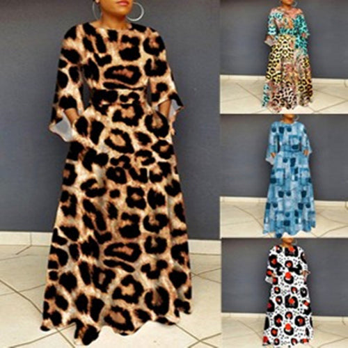 Robe maxi pour femmes avec imprimé léopard et coupe ajustée Chic & Stil