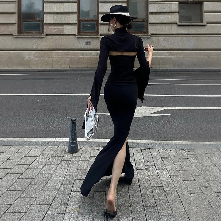 Robe maxi femme avec découpe asymétrique et élégantes manches bouffantes Chic & Stil