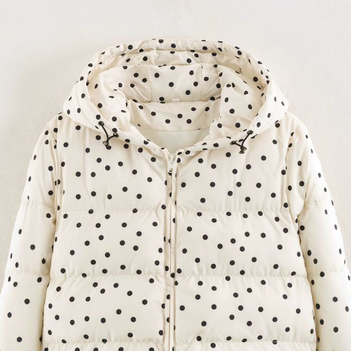 Women's Padded Cropped Hooded Jacket with Polka Dot Pattern Amarae