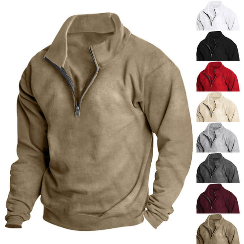 Stylish fleece pullover for men with high collar and zip Amarae