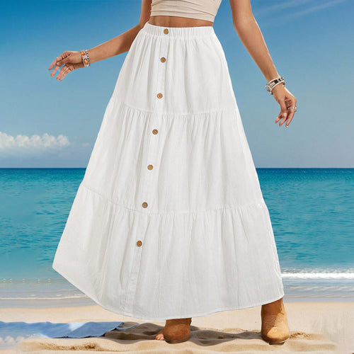 Jupe midi femme avec détails de boutons et design évasé Chic & Stil