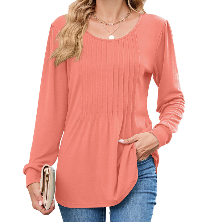 Long sleeve women's T-shirt with decorative pleats Lune London